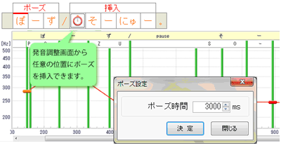 ポーズ(空白時間)調整のイメージ図